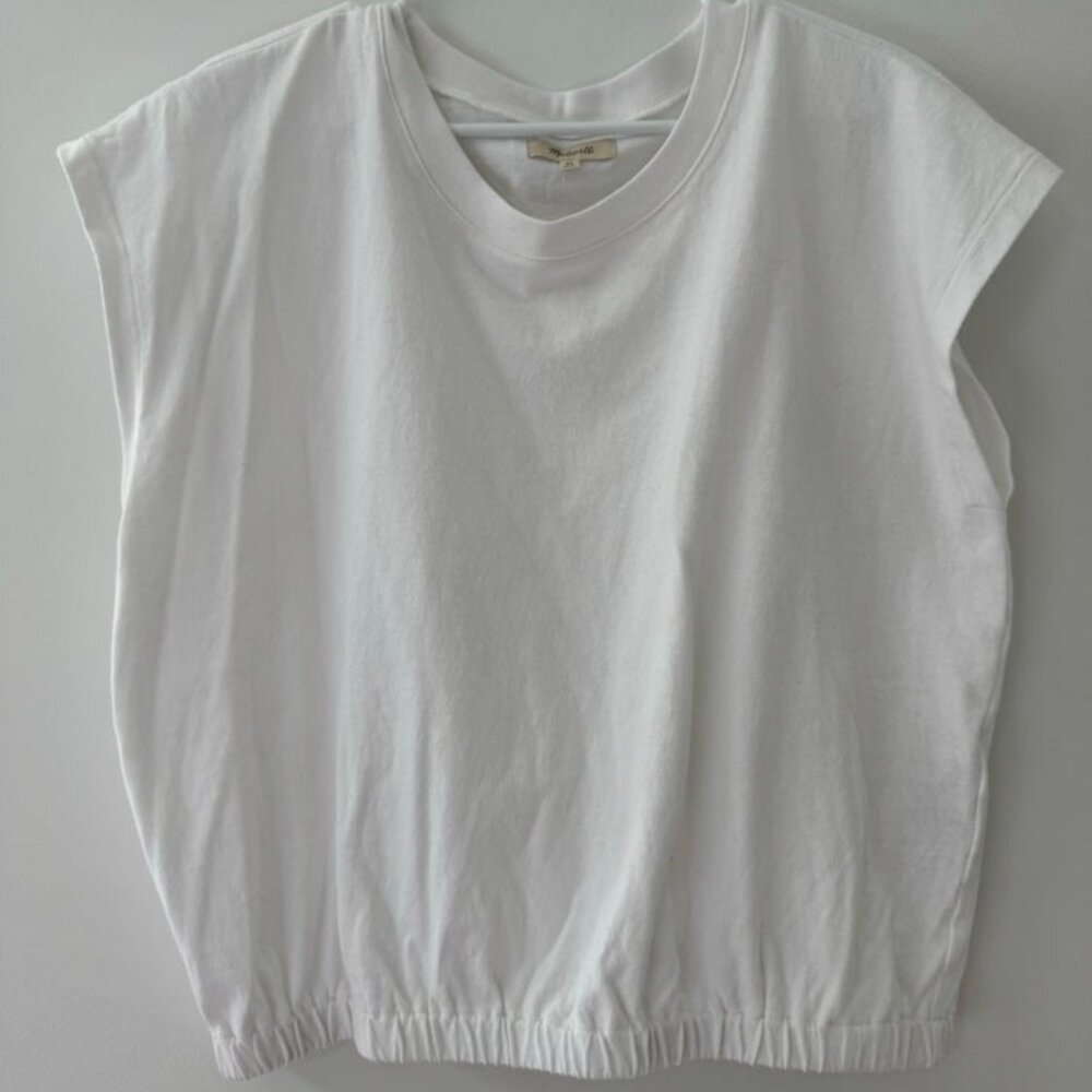 Madewell Womens White Boxy Cropped T-Shirt Top